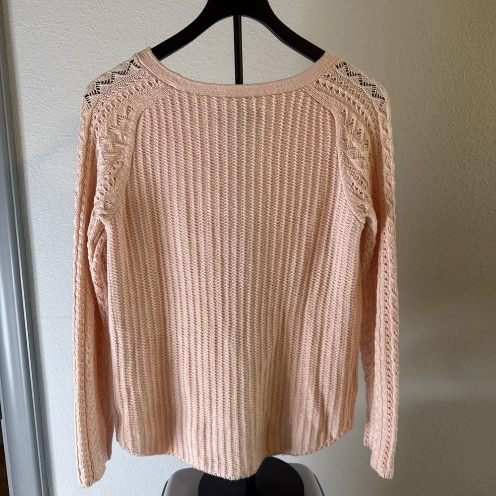 LOFT Women's Cable Knit Sweater Pink Petite Size L